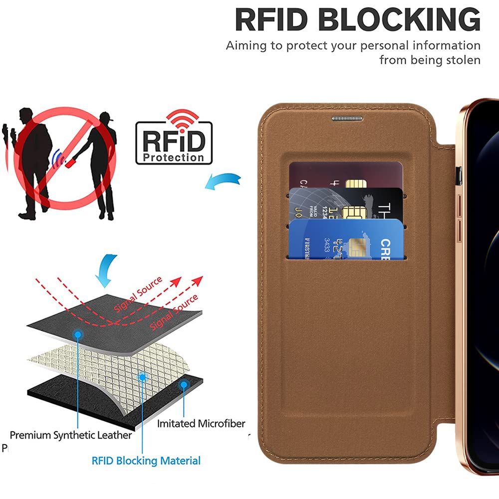 LEMAXELERS Custodia A Portafoglio Per IPhone 12 In Pelle PU – Flip Cover Magnetica Con 3 Slot Per Carte, Supporto Per Video E Protezione Antiurto (SD XW Black)