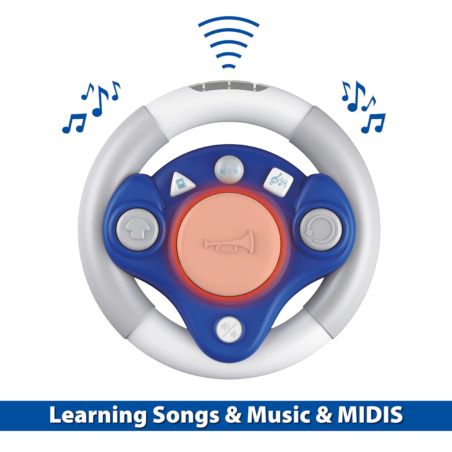 MONDO Toys - Soft Sponge Polizeiauto - IR Soft-Schwamm-Maschine waschbar - Lenkradfernbedienung Multifunktion inklusive - 5 Kinderlieder, 2 Lieder zum Lernen, 18 MIDIS - 63736