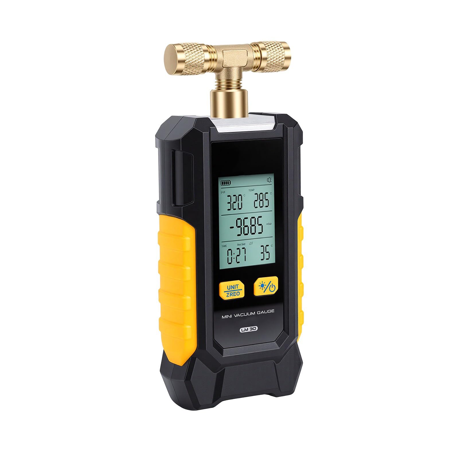 Luocute Vacuómetro Digital, Medidor de Vacío HVAC con Evacuación Inteligente y Detección de Fugas, Resolución de 0,01 Bar, Interruptor de 6 Unidades, Precisión ±0,1%, Calibración