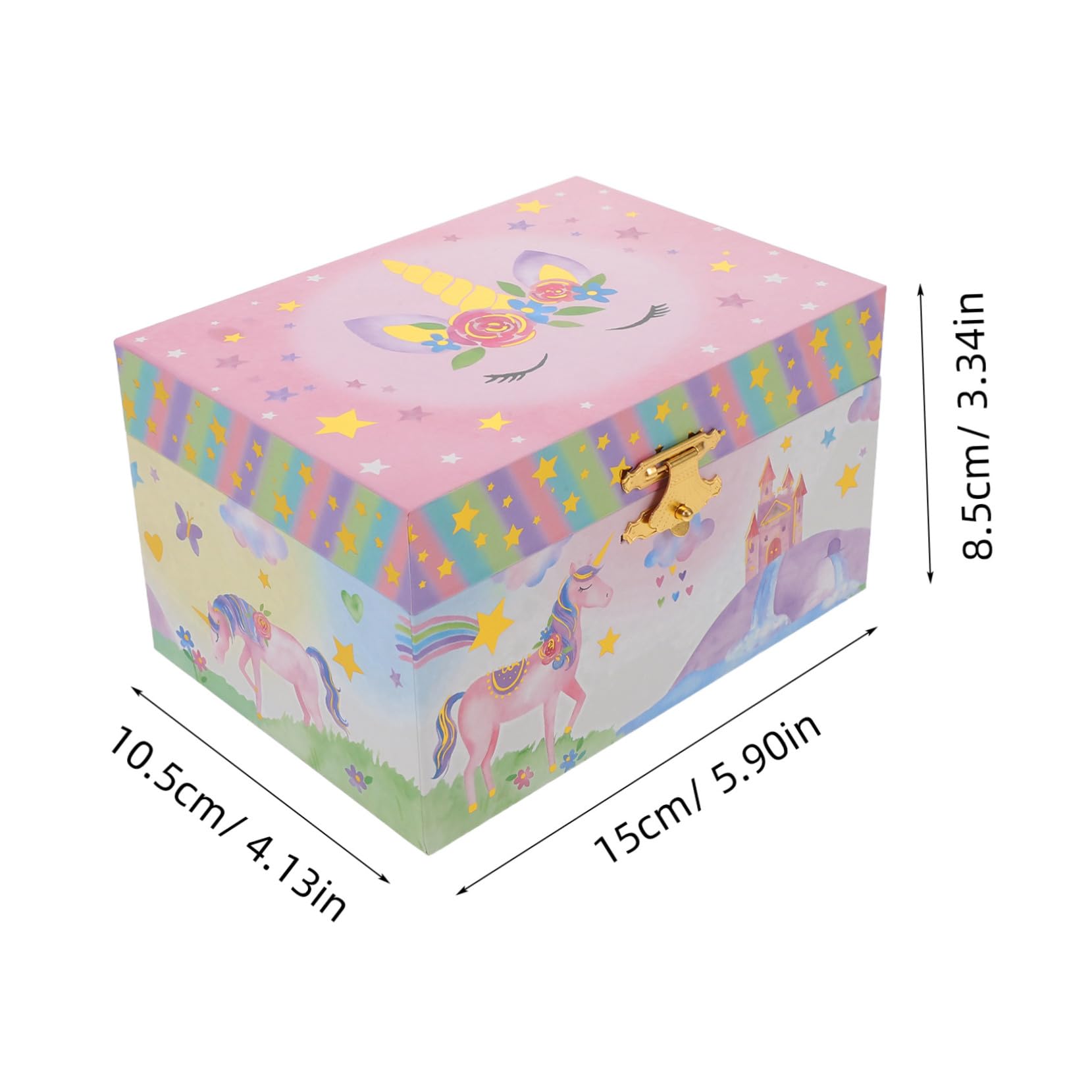 Joyero Musical de Unicornio para Niña con Almacenamiento Versátil de Madera y Metal, Caja Decorativa para Habitación Infantil y Obsequio de Cumpleaños