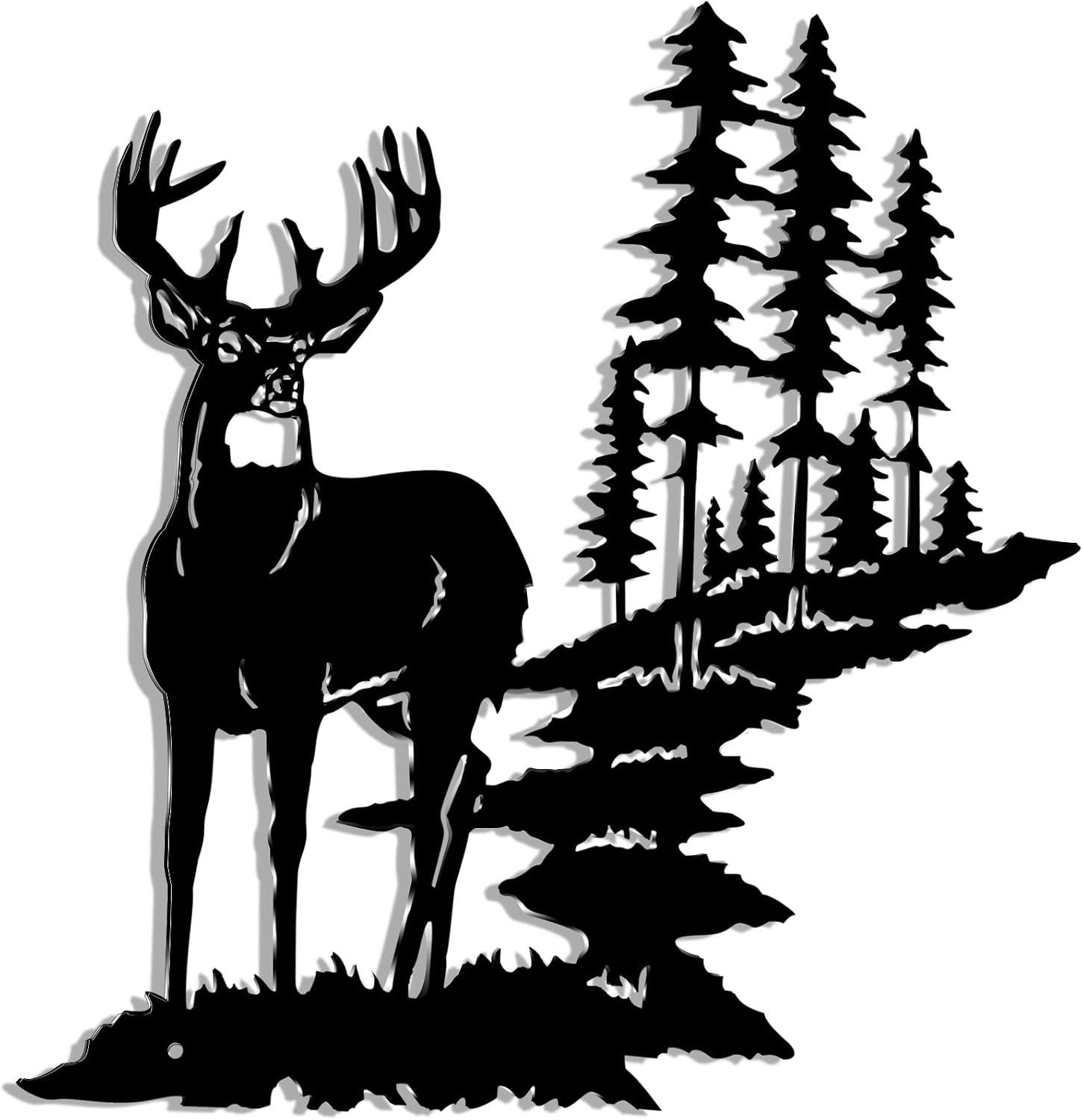 Moxweyeni Metal Deer Wall Art Forest Trees Rustic Hunting,Bright Color