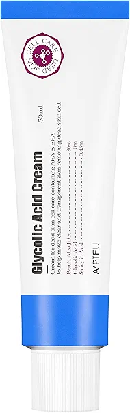 A'PIEU Glycolic Acid Cream, 1.69 fl oz (50 ml) Korean Facial Exfoliating Peeling gel with Glycolic Acid