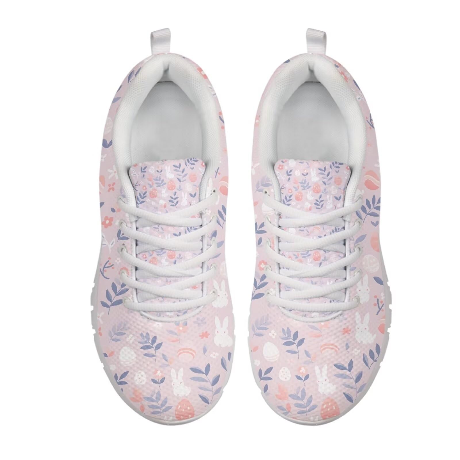 Fuxowvby Floral Print Women's Sneakers Cozy Comfortable Lightweight Sport Walking Running Workout Holiday Tennis Sneakers for Women Breathable Lace-Up Non-Slip Gym Shoes for Teen Girls White US 10