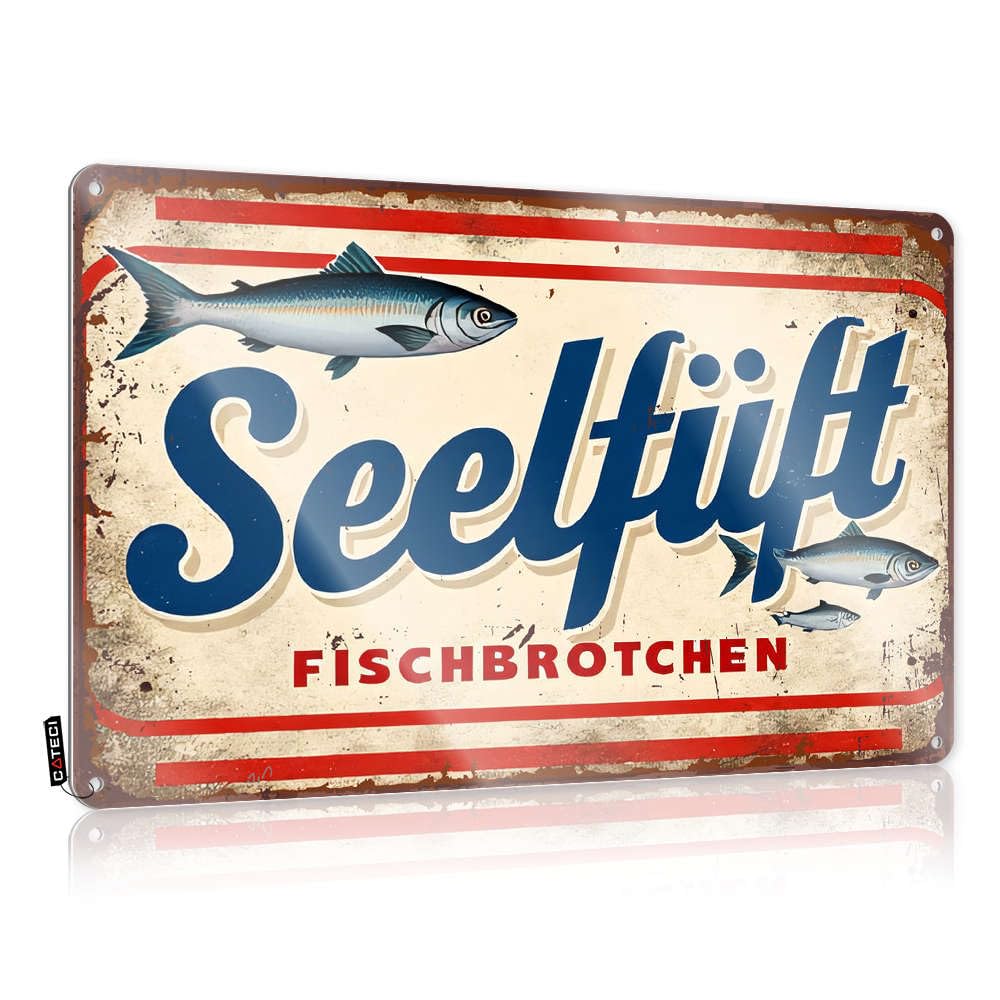 Sujd Colour Plaques Wall Vintage Style | Seefuift Fish Sandwiches Cottage Gift For Camper Home Decor(30X40cm)