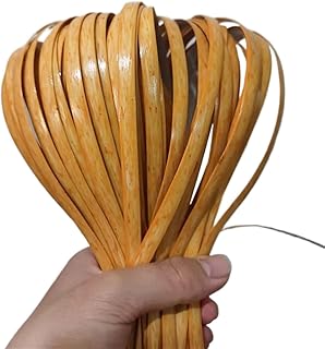 HEUchuan Material de Tejido de Ratán Material sintético de ratán PE for Tejer, reparación de Punto, Silla, Mesa, Cesta, Manualidades, Color Oro Amarillo, 50 Metros