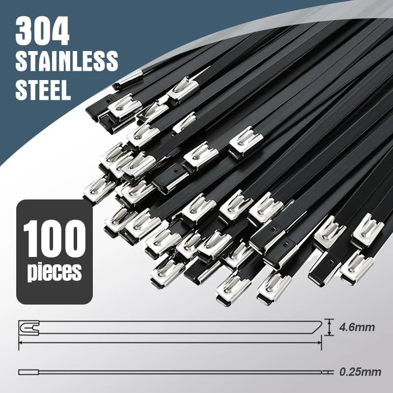 Fascetta metallica in acciaio inossidabile 10-100PCS Fascette for cavi in ​​acciaio inossidabile nero metallo for in ​​metallo da 4,6 mm for di bloccaggio resistenti for legatura del tubo scarico