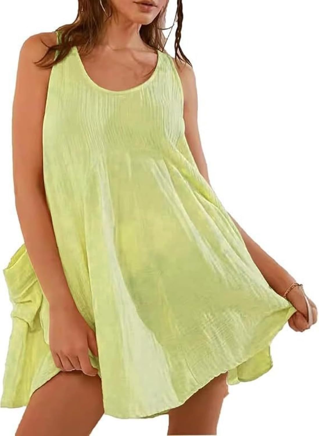 Aoleaky Women's Tank Top Dress, Casual Sleeveless Vacation Midi Dress