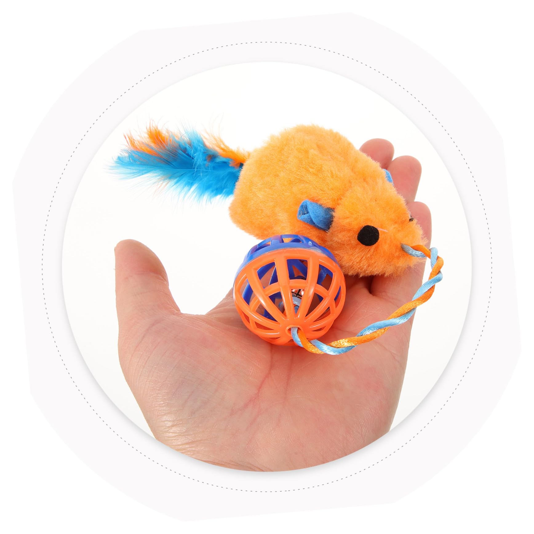 Didiseaon Souris Chat Interactif avec Clochette Plastique et Peluche Orange Intérieur pour Chat Résistant et Stimulant Instinct de Chasse