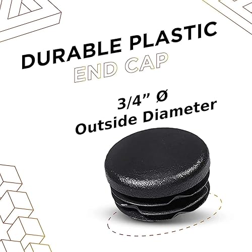 Vista 87 de Prescott Plastics Tapas de plástico acanaladas de 2 pulgadas (2.000 in) de diámetro exterior, tapas redondas de tubo de metal negro, inserciones