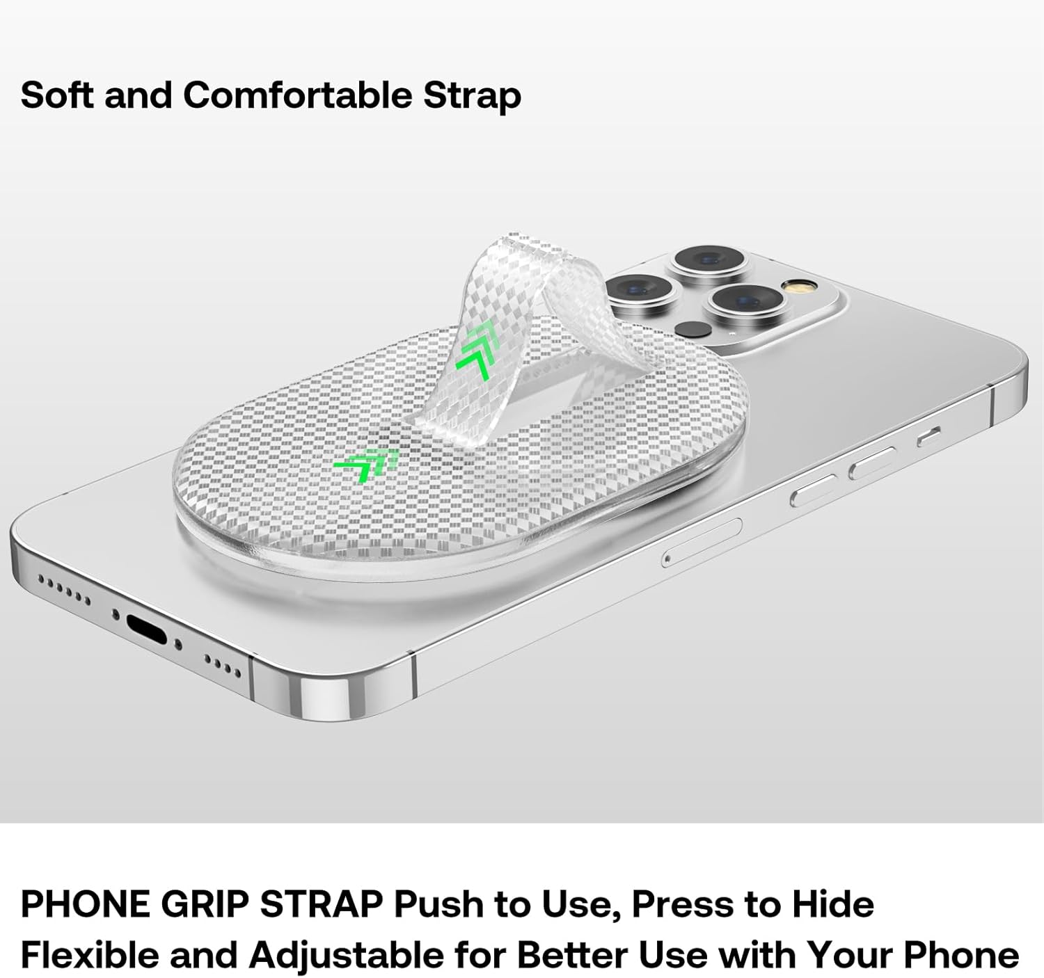 AUROX Magnetic Finger Phone Grip for MagSafe Stand, Phone Grip Strap Holder as Kickstand, Magnetic Phone Grip Holder, for iPhone 17/16/15/14/13 Series, Carbon Fiber Textured Surface-Purple Translucent - Image 3