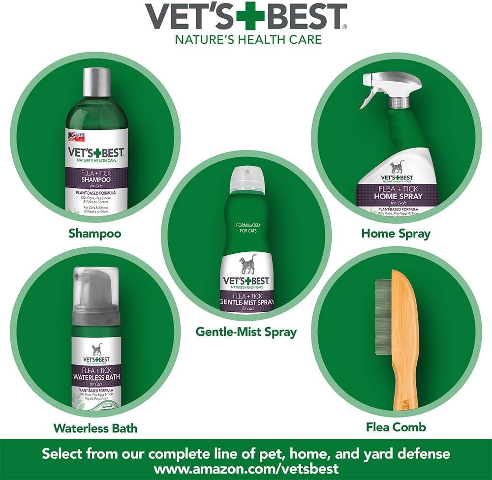Vet's Best Flea & Tick Shampoo for Cats | Premium Shampoo & Cat Flea Treatment | 12 oz : Pet Supplies