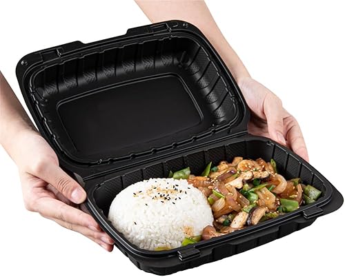 Miniatura 10 de Thermo Tek - Recipientes de comida para llevar de 9 x 6 x 3 pulgadas, 100 recipientes duraderos para llevar, resistentes, desechables, de plástico