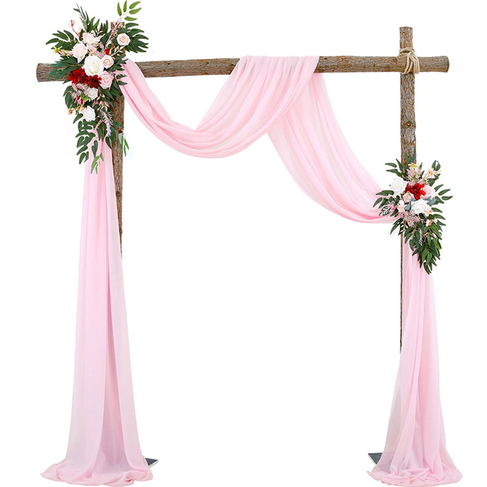 HUHJYUGE Rideau Arche de Mariage, Voilage Arche Mariage Rose, Rideau Voilage Tulle Suspendue, Tulle Elégant Transparent Cantonnières, pour Photographie, Mariage, Fête (1 400cm)