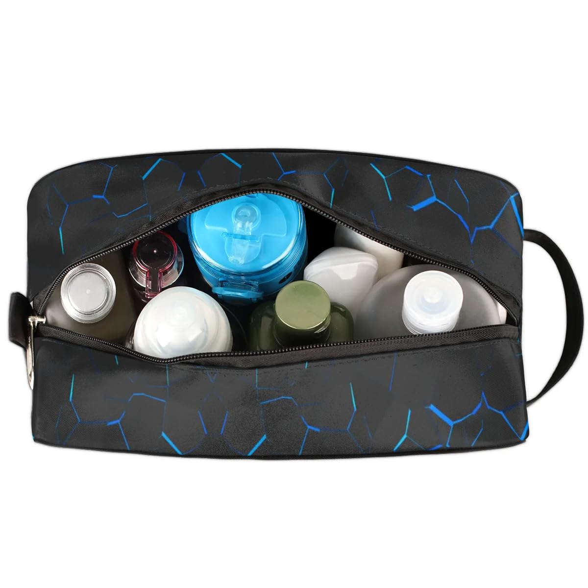 Neceser de viaje para niños y hombres, kit colgante impermeable para afeitar, organizador de cosméticos, bolsa de maquillaje para accesorios de tocador de baño, Fútbol azul 3D, 10.5 x 4.4