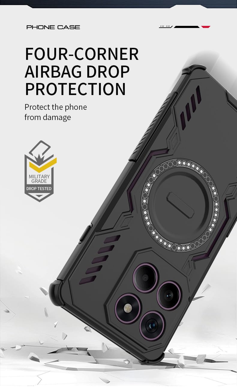 Custodia Motorola Edge 60 Pro Armor – Antiurto Con Bumper In TPU E Retro In PC – Anello Magnetico Integrato – Nero