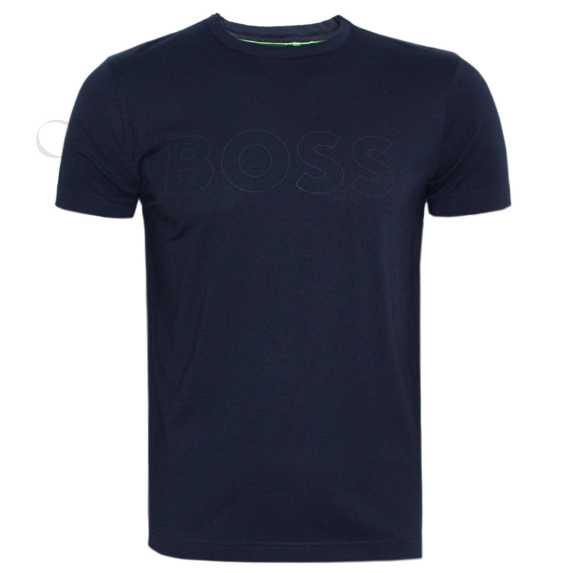 BOSS Men's Teebo Logo Printed Jersey T-Shirt Top (UK, Alpha, L, Regular, Regular, Dark Blue)