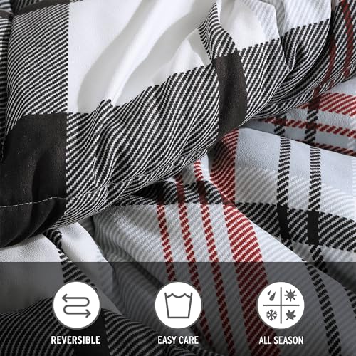 Image of Eddie Bauer- Queen Duvet Cover Set, Reversible Microsuede Bedding Set with Matching Sham(s), Casual Home Decor (Normandy Plaid Black, Queen)