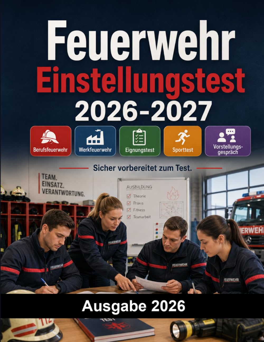 Feuerwehr Einstellungstest: Der große Testtrainer für das Feuerwehr Auswahlverfahren: Berufsfeuerwehr, Werkfeuerwehr, Eignungstest, Sporttest, Vorstellungsgespräch und Aufgaben mit Lösungen