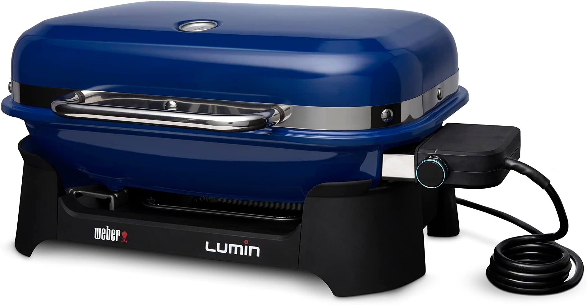 Weber Lumin Portable Outdoor Electric Barbecue Grill for Small Spaces and Travel, Deep Ocean Blue