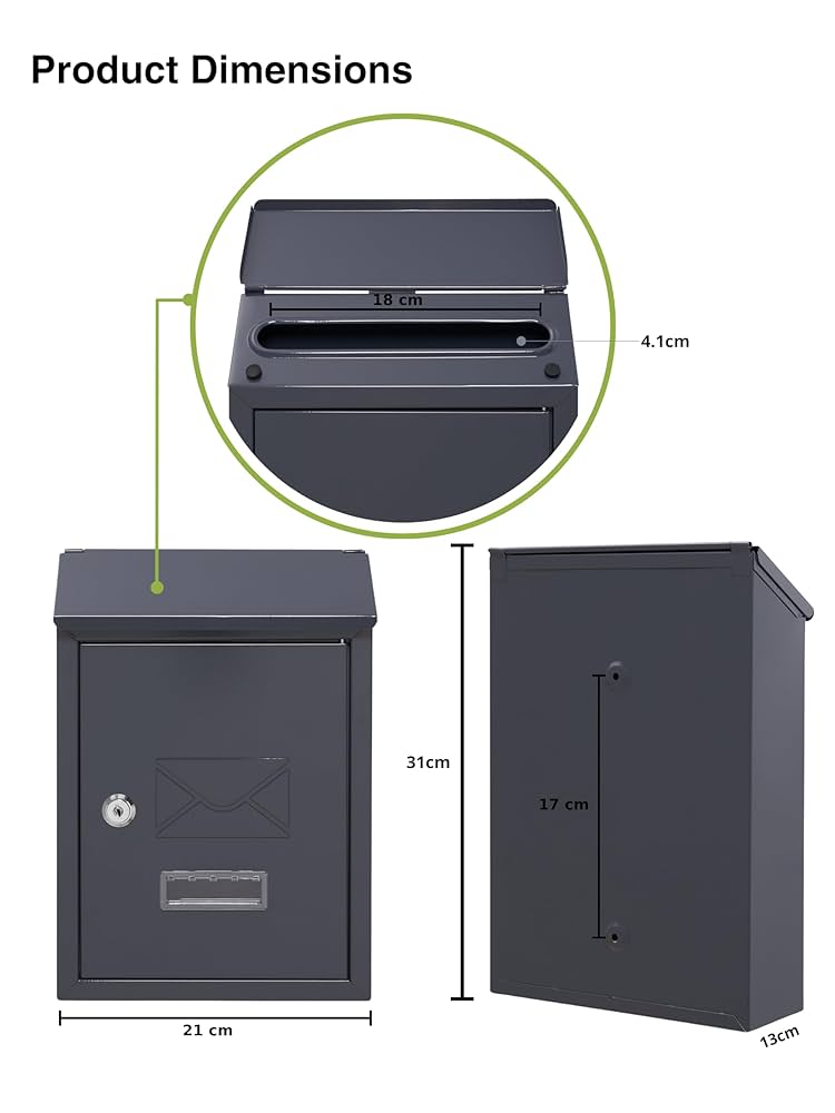 Outdoor Wallmounted Mailbox Lockable Classic Post Office Weatherproof Safe Newsp