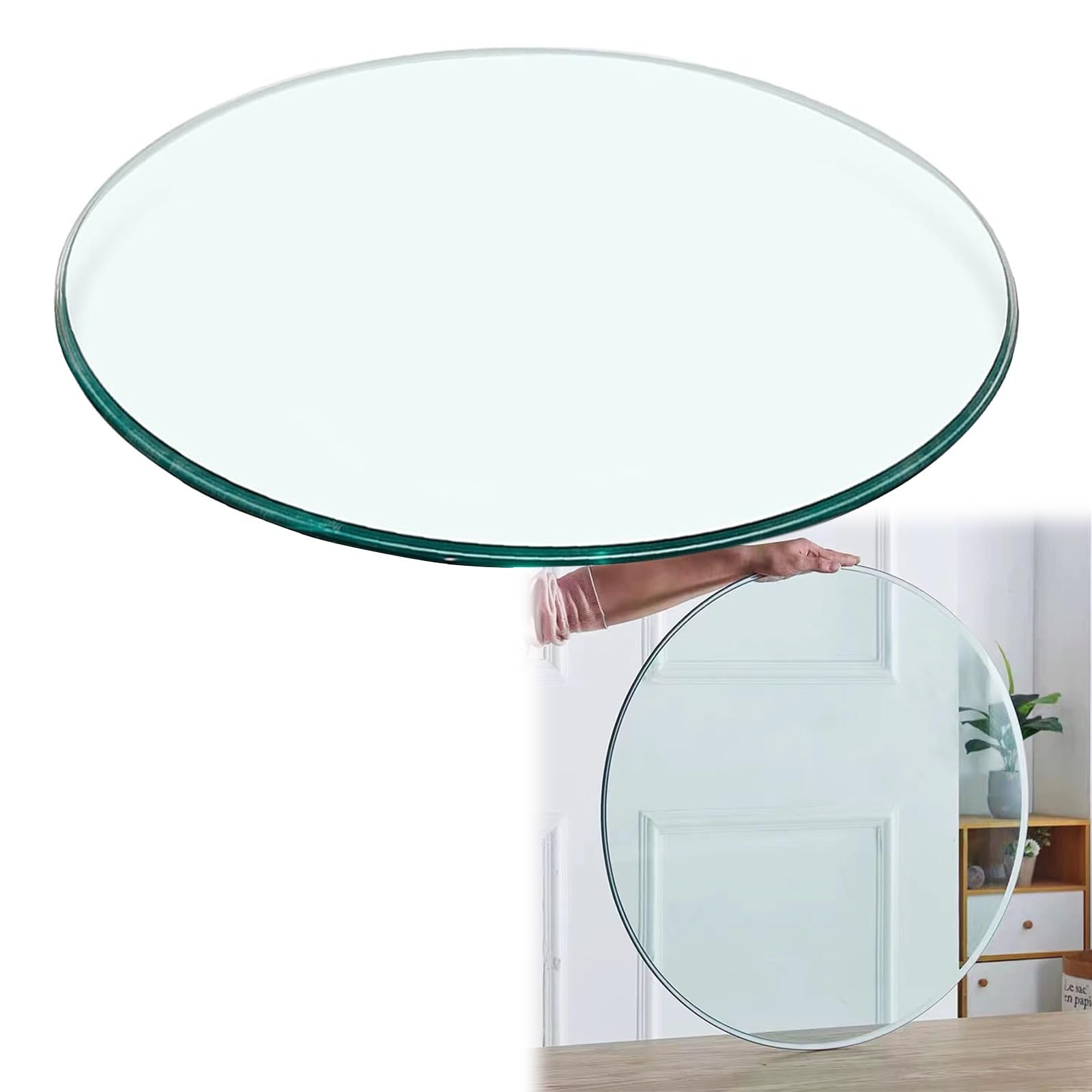 Glasplatte Rund Ø 35 58 68 100cm Outdoor Patio Tischplatte, Transparentes Flachglas, 8mm Dickes Gehärtetes Glass Scheibe, Robust Und Stabil, Sicherheitsglas Glaspatte Für Couchtisch/Esstisch(35cm)