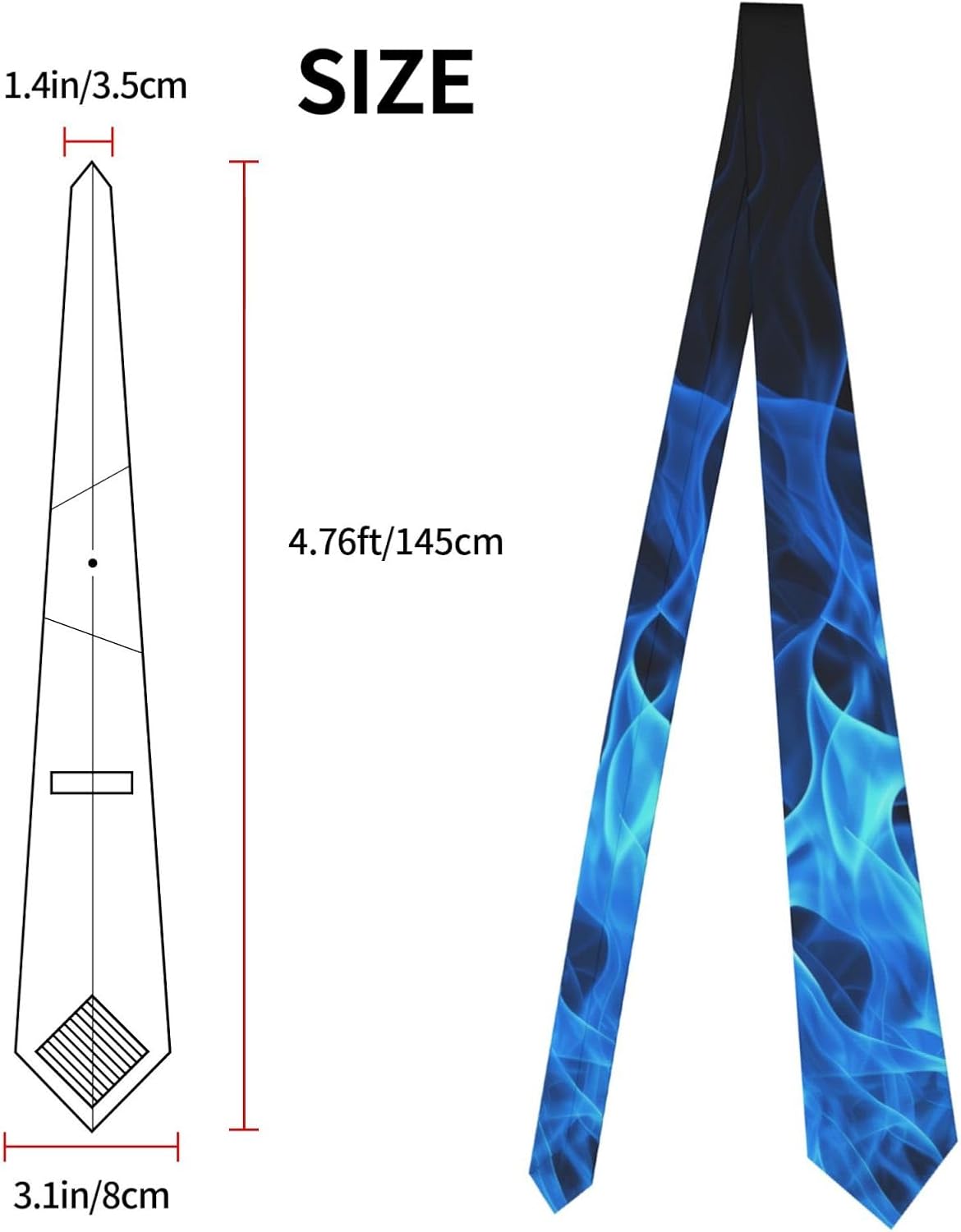 Blue Flame Men's Necktie 3.1" Soft Skinny Ties for Men Novelty Silk Ties Formal Neckties for Men's Daily Wedding Party Business