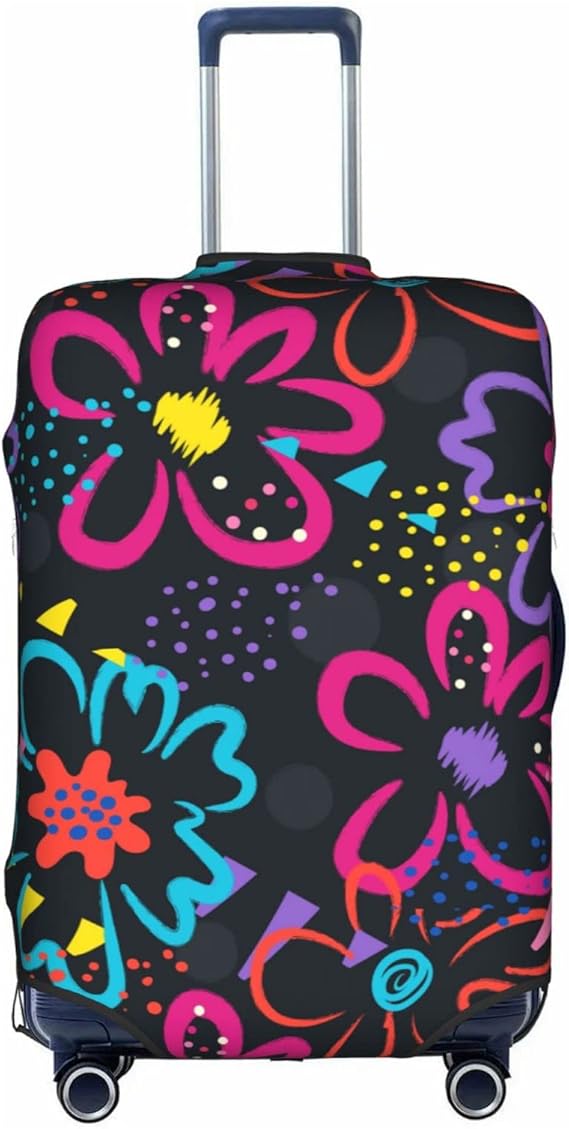 review Colorful Flowers Luggage Cover Elastic Washable Stretch Suitcase Protector Anti-Scratch Travel Suitcase Cover for Kid and Adult XL (29-32 inch suitcase)
