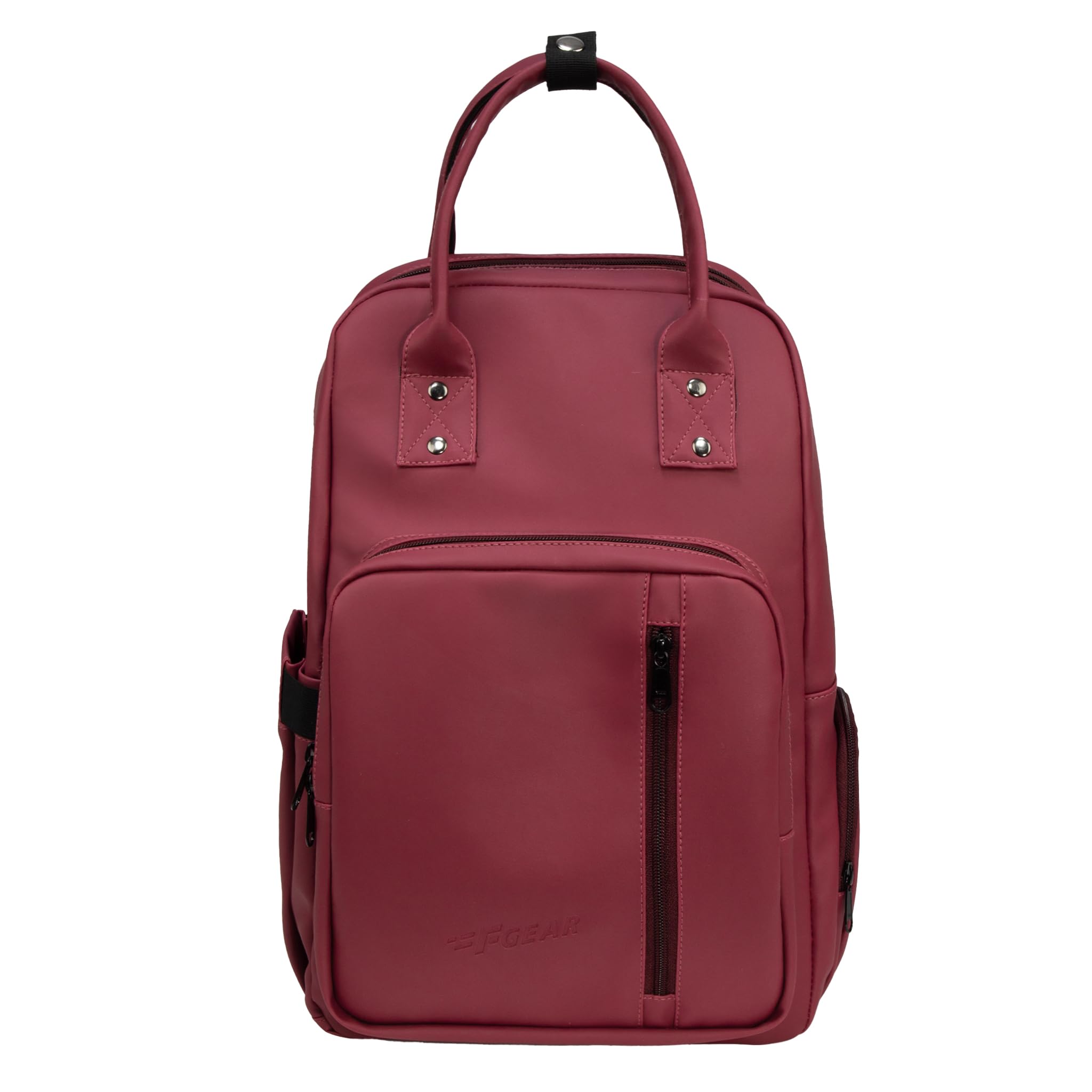 F Gear Senna Maroon 22L Laptop Backpack| Fits 14" Laptop | 2 Compartments| Artificial Faux Vegan Leather Bag| 4 Pkts| Organizer| Gifts for Unisex Casual/College/School/Corporate/Office/Travel Bag