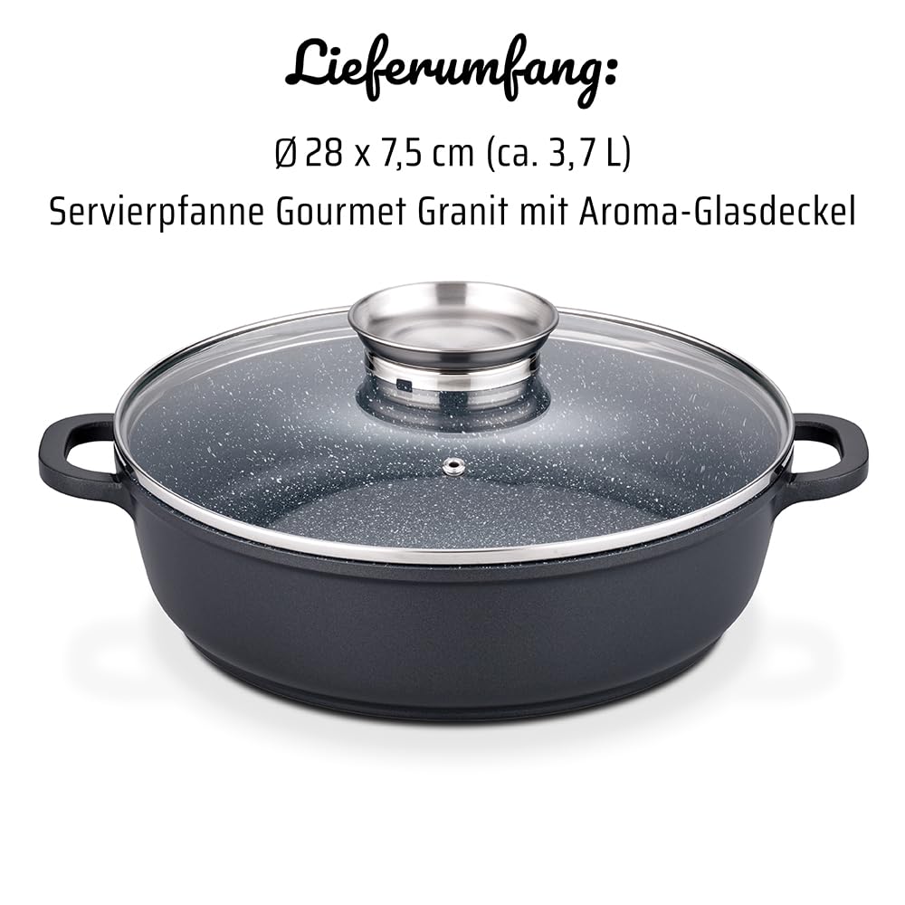 Gsw Gourmet Servierpfanne aus Granit mit Aroma Glasdeckel – Bild 7