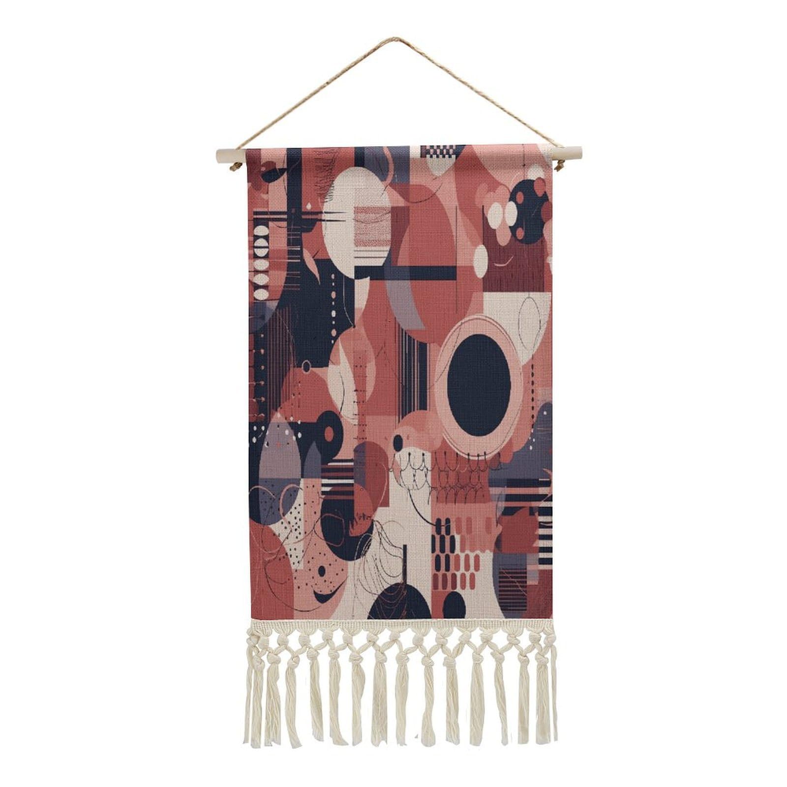 Adfgyerh Style Soft Geometric Tapestry With Tassels Cotton And Linen Hanging Posters, Wall Art For Travel Gift, Wall Tapestry For Office Home Decor Bedroom Living Room Decor