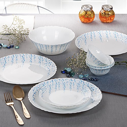 Image of Cello Imperial Sky Fall Opalware Dinner Set, 19 Pieces, White