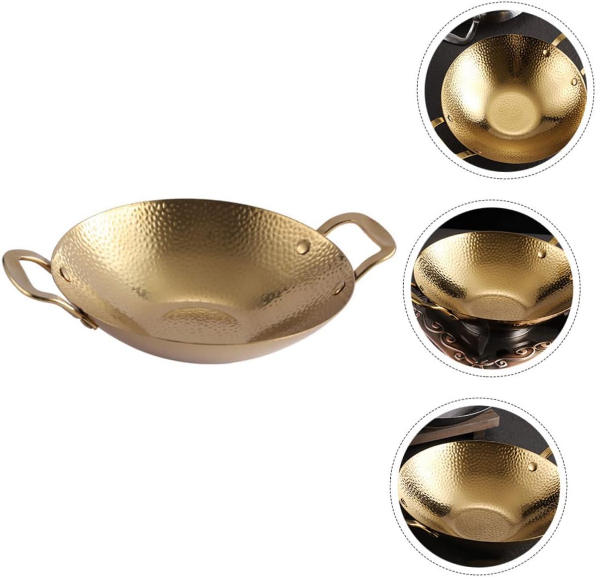 Stainless Steel Hammered Griddle Pot Double Handles Non-stick Easy Clean Outdoor Cookware