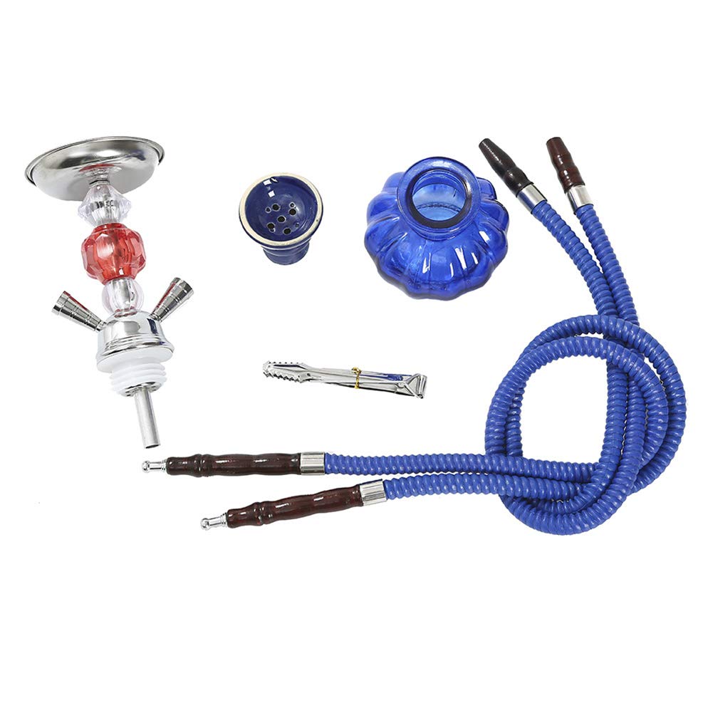 Conjunto de cachimba cachimba Grande de Doble Tubo, Juego de cachimba de Vidrio cachimba Doble árabe Grande, Adecuado para familias, hoteles Extranjeros, Bares, Clubes, hoteles,Azul