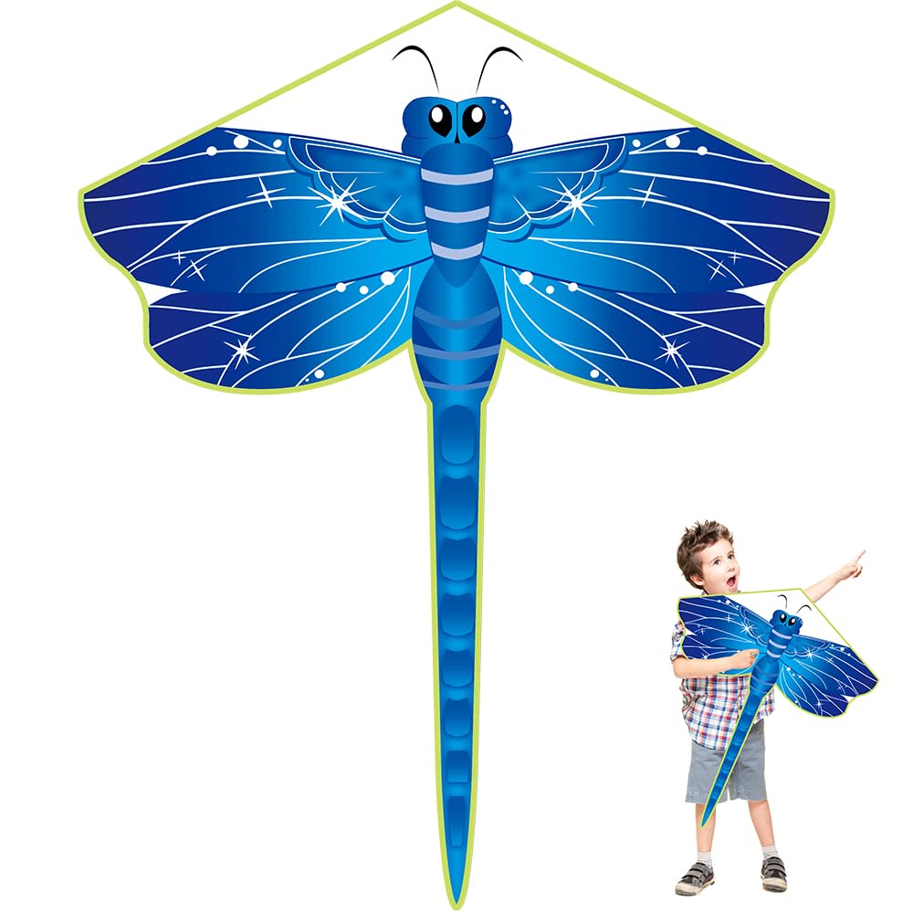 VLEDARLING Cometa para Niños y Adultos, Cometa Libélula, Cometas fáciles de volar para niños y niñas, Cometa de una Cuerda, Regalo de Cometas, Incl.100 m Hilo de Cometa, Fácil de Volar y Montar Cometa