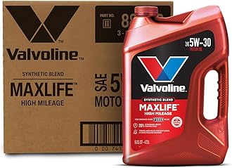 High Mileage with MaxLife Technology SAE 5W-30 Synthetic Blend Motor Oil 5 QT, Case of 3 (Packaging May Vary)