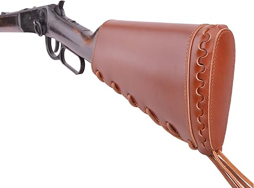 Miniatura 7 de Tas Trost Munición de culata de rifle de cuero de vaca de grano completo con soporte de cartucho para .45-70 308 30-06, manga de munición cosida a