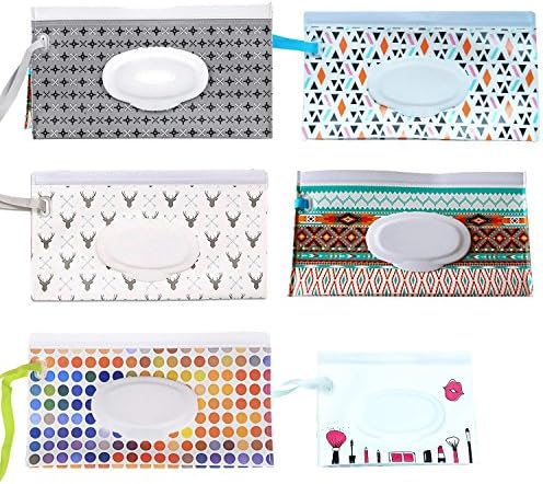 6 Pack Reusable Wet Wipe Pouch - Wipes Dispenser for Baby or Personal Wipes - Baby Portable Travel Wipes Cases
