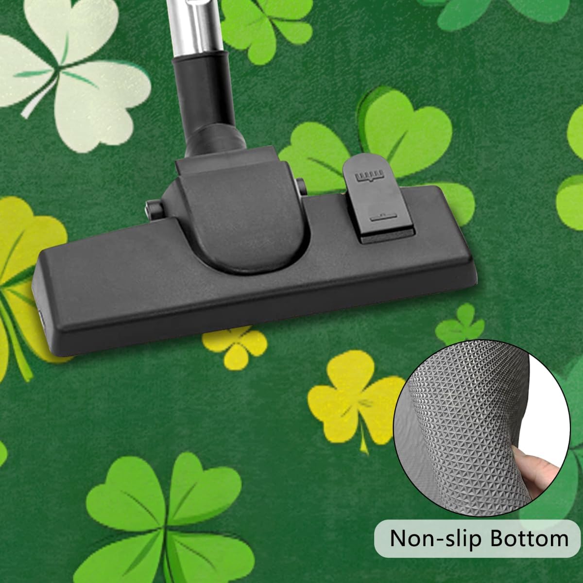 Front Door Mat Indoor Outdoor Entrance, St. Patrick's Day Clover Half Round Door Mat Absorbent Non-Slip Backing Welcome Doormat Patio Entryway Low Profile Floor Mats for Kitchen Fireplace 36" x 24"