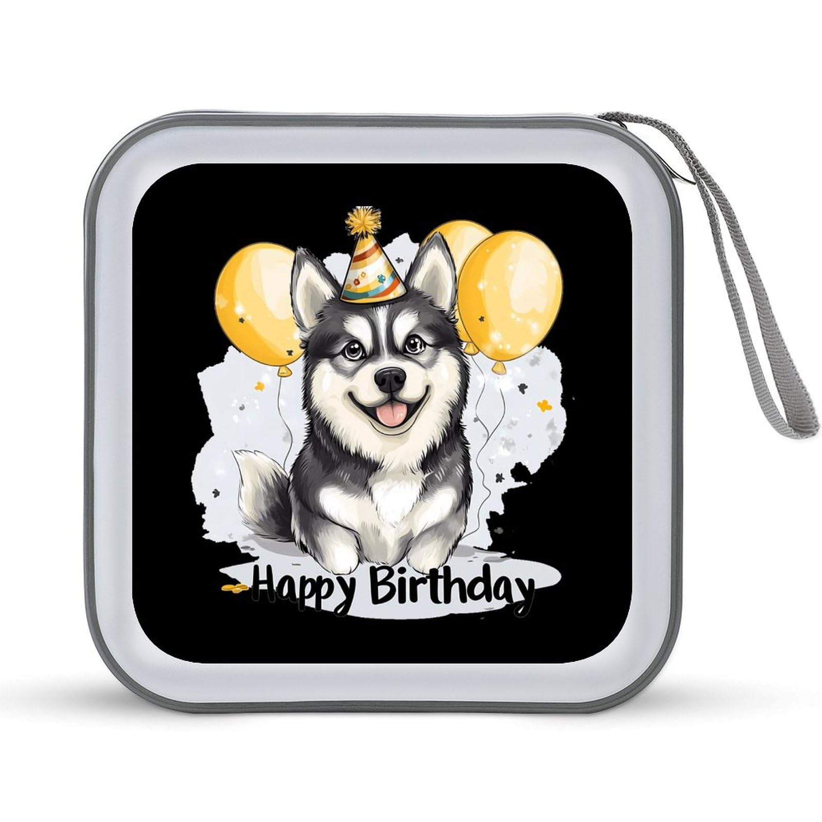 Husky Birthday CD Case Portable DVD Holder Storage Organizer for Home Travel