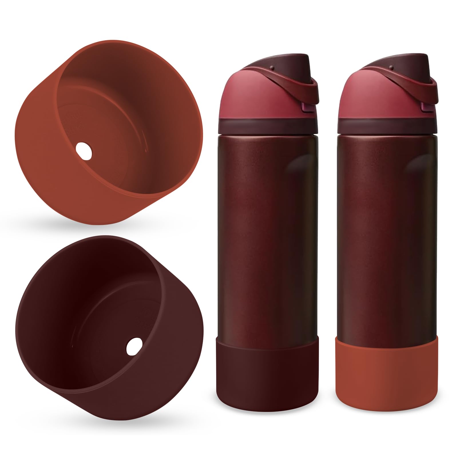 BKBY 2PCS Silicone Water Bottle Boot, Compatible with Owala 24oz 32oz 40oz, Protective Anti-Scratch & Anti-Dent No Noise Sleeve Cover for FreeSip/Twist/Flip Water Bottles