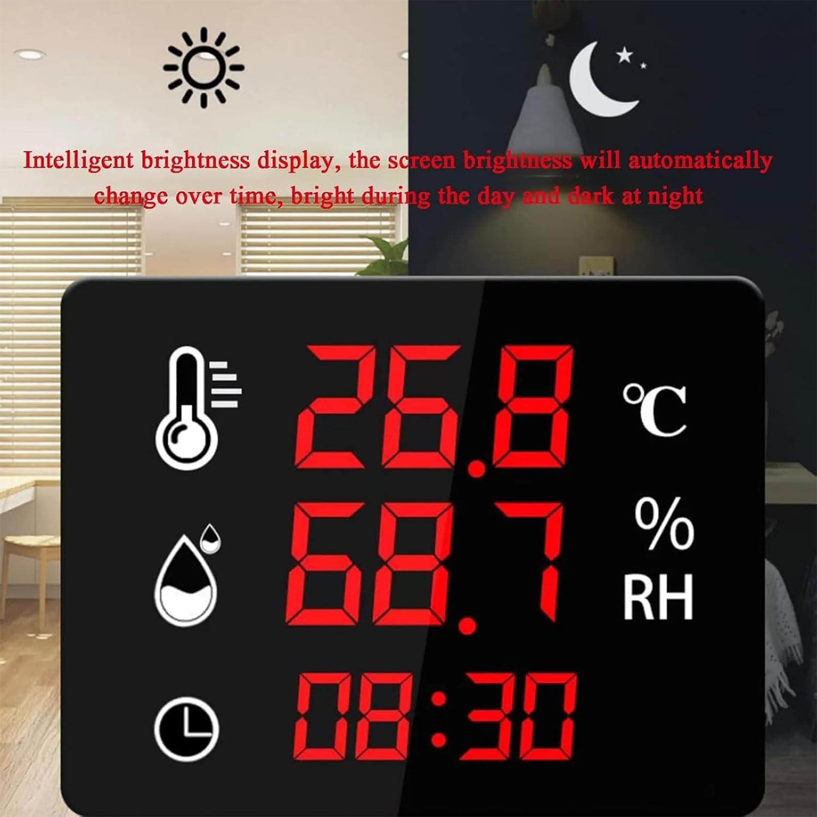 TsoLay Termómetro E Higrómetro Digital, -40-100 ℃, 0-99%, Medidor Digital De Temperatura Y Humedad con Sensor De 3 M Y Pantalla LED, para Interiores/Exteriores, Laboratorios E Industria