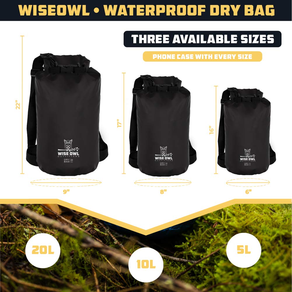 Wise Owl Outfitters Mochila impermeable impermeable – Bolsa de agua gruesa y duradera para kayak, camping, playa y deportes al aire libre