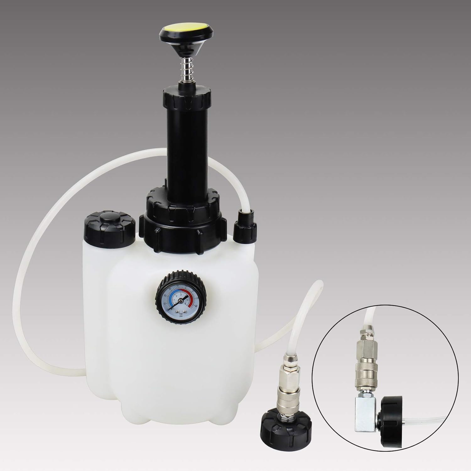 YSTOOL 3L Manual Brake Clutch Fluid Bleeder Kit One Man Oil Change Bleeding Tool Set with1L Extractor Bottle Master Cylinder Adapter Caps Compatible with Ford Chevy VW Audi