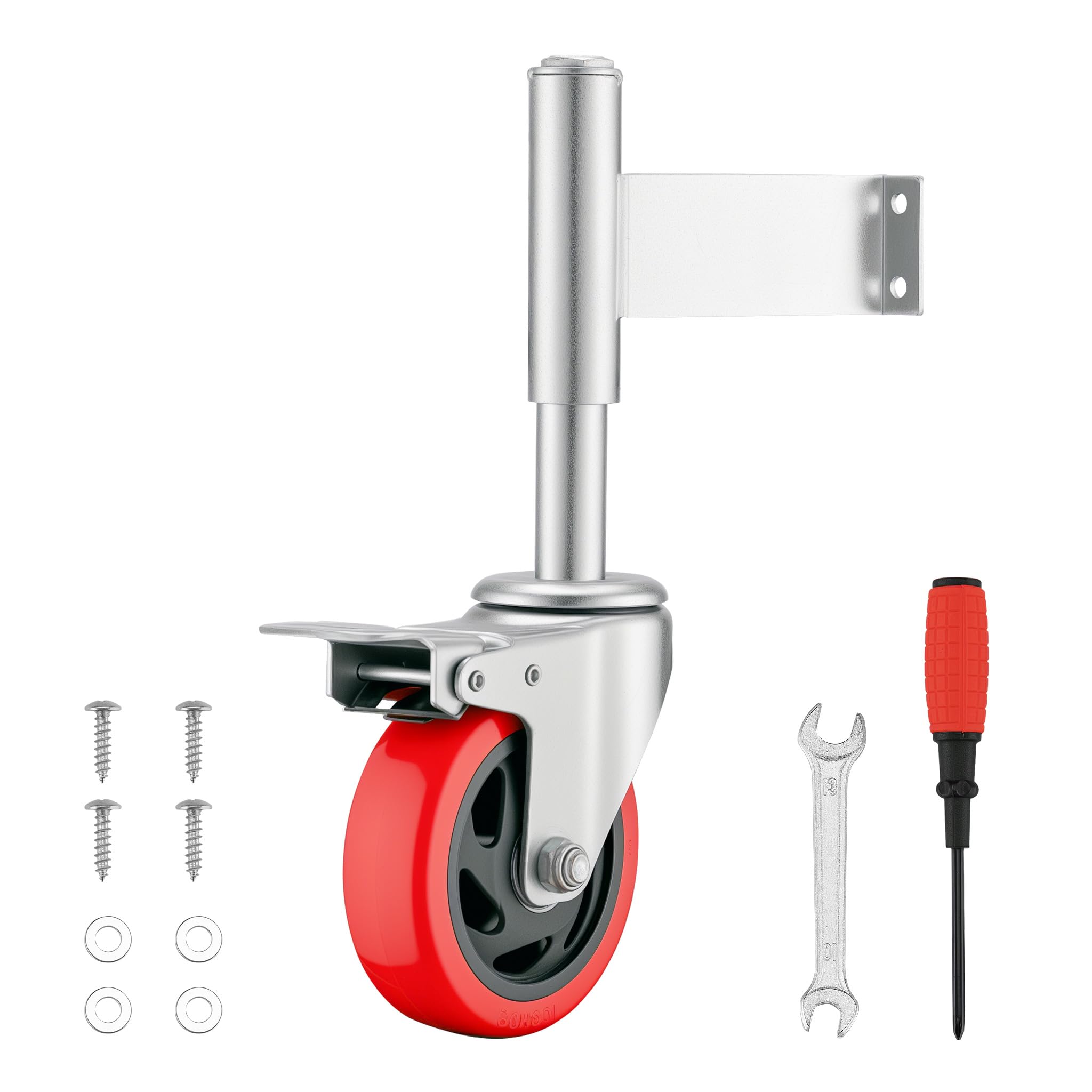 Wiltec Roulette de portail – 125 mm, capacité max. 150 kg – en PP, PVC et Acier – avec vis de montage et mécanisme de frein – Roue de porte