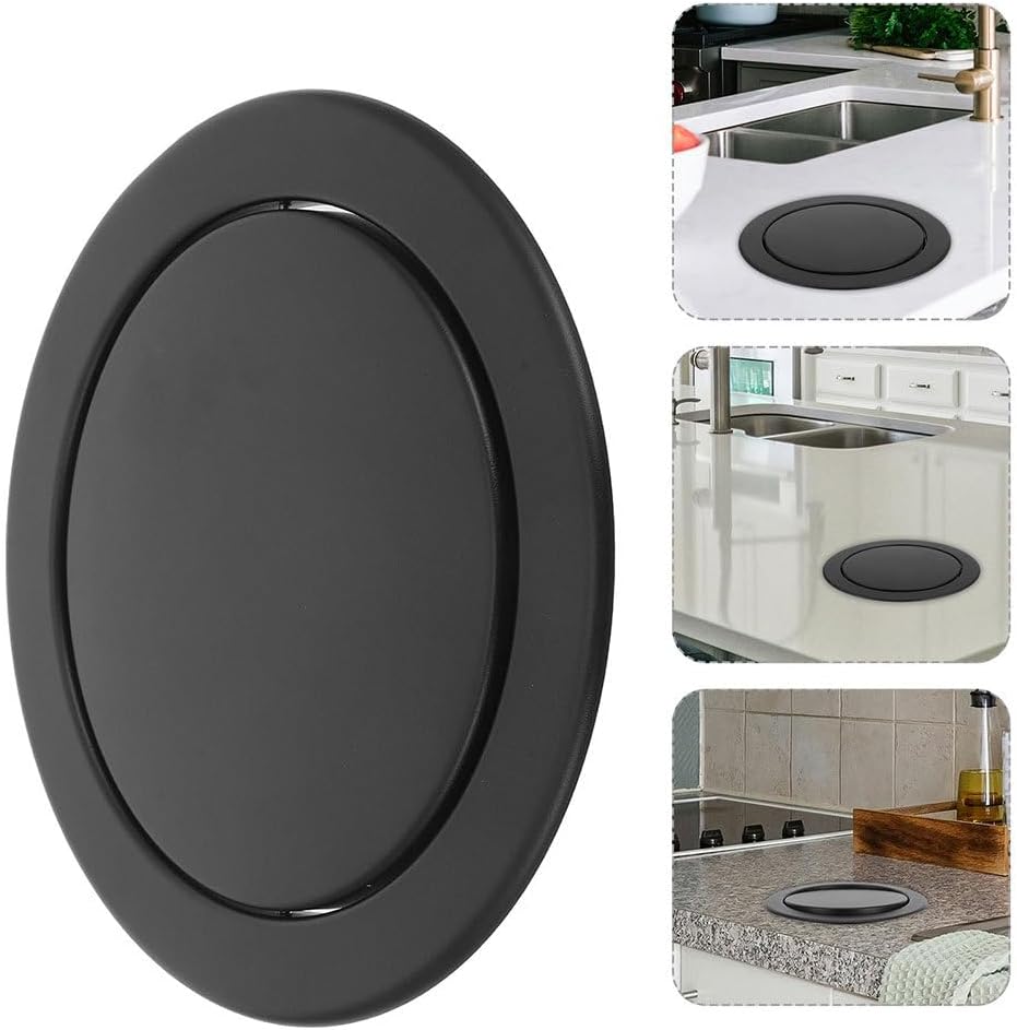 Cabilock Countertop Embedded Trash can Lid 8.26In Stainless Steel Swing Cover for Kitchen Bathroom Garbage can Cover Waste Management