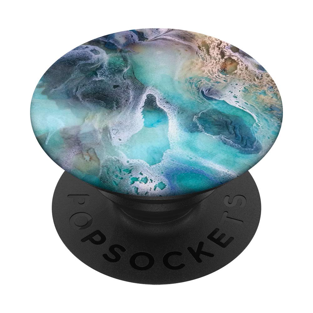 Ink Marbled Pop Mount Socket Teal Blends Watercolor Clouds PopSockets PopGrip: Swappable Grip for Phones & Tablets