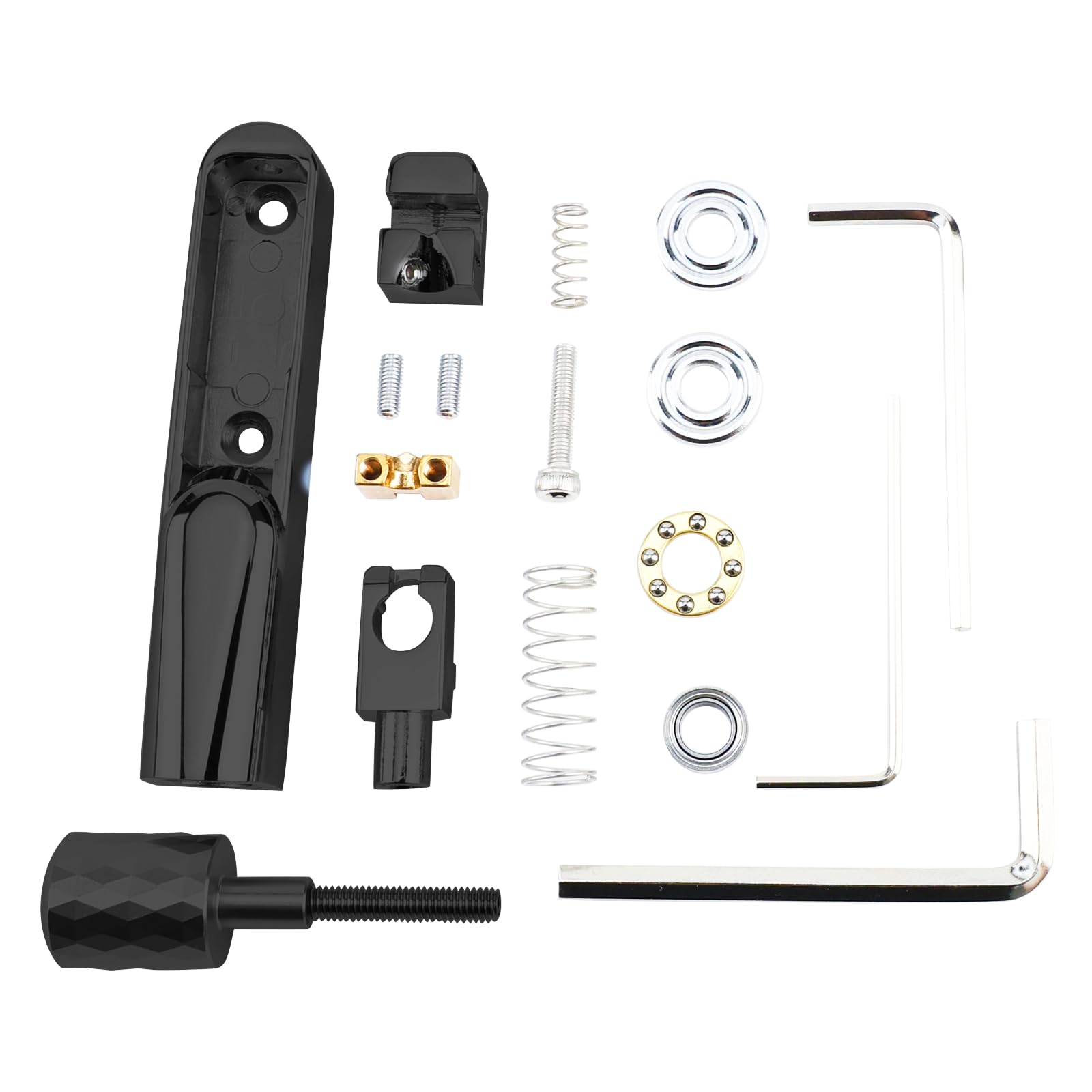 Confezione da 4 singoli ponte tubolare fisso singolo a 4 corde per basso elettrico senza testa, parti di ricambio per basso elettrico a 4 corde (nero conduttivo)