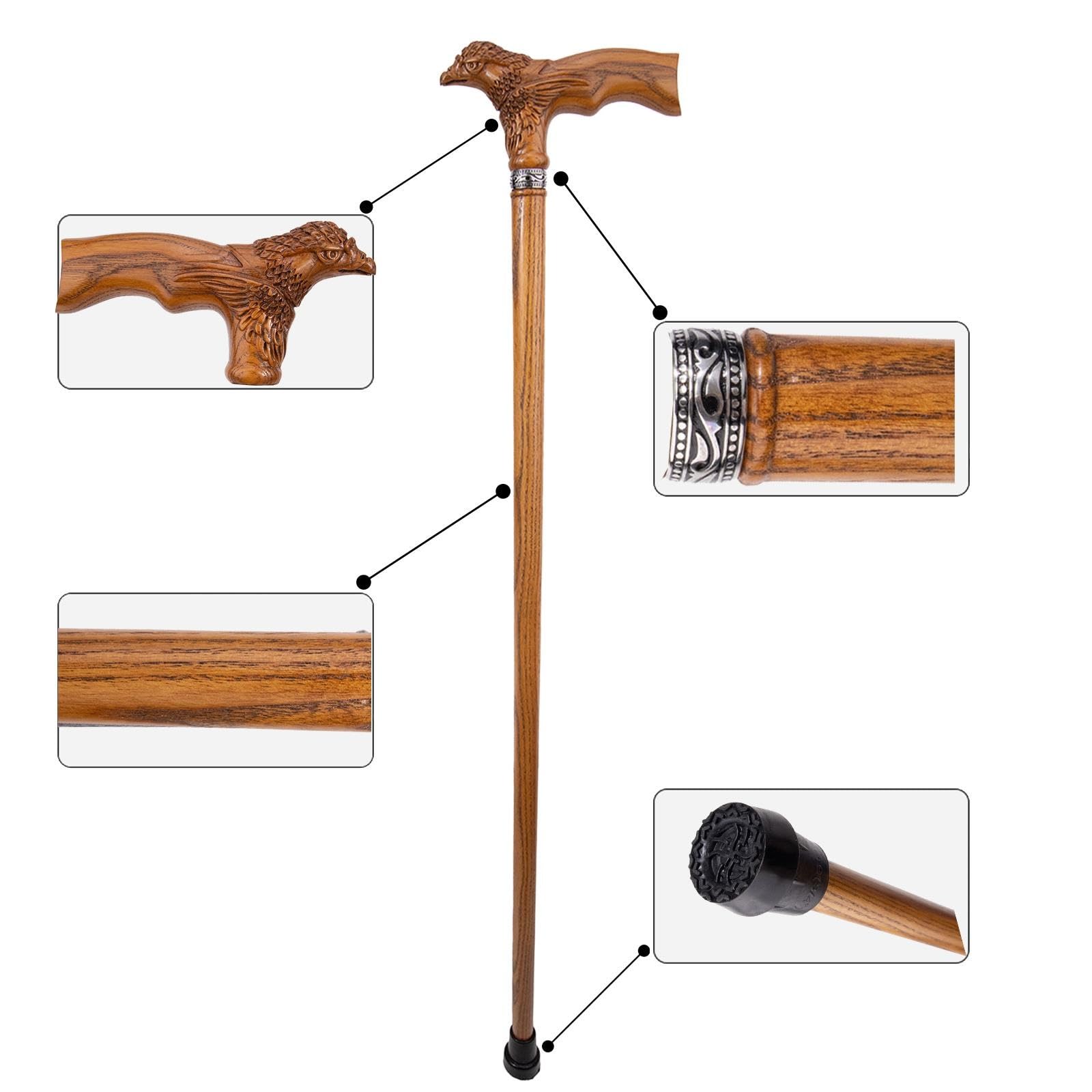 Bastón de Madera con Motivo Águila Tallada a Mano para Unisex.
