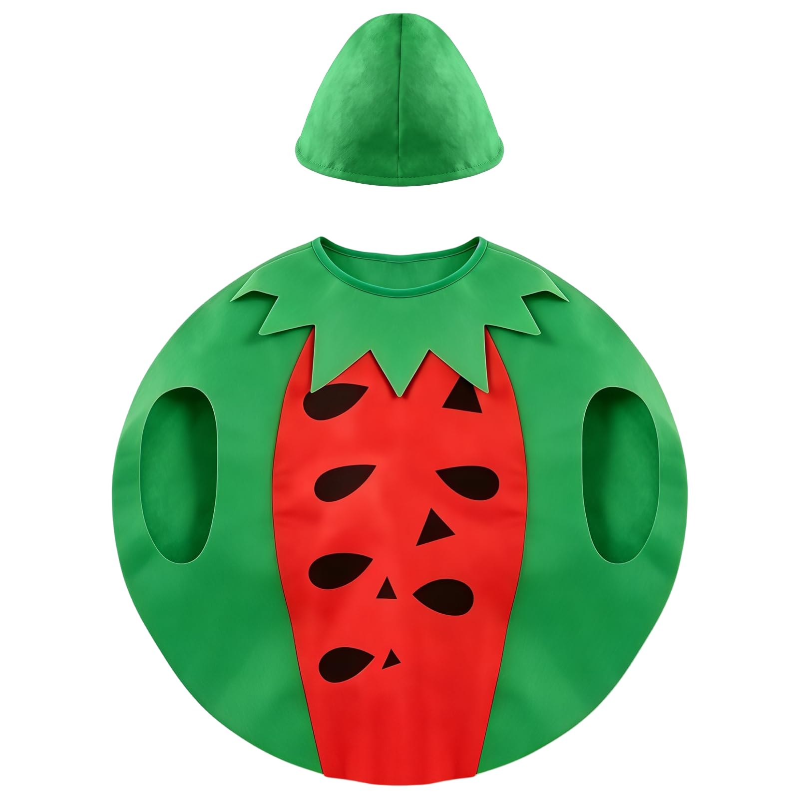 BORFUE Watermelon Costume for Adults Lightweight Fun Fruit Fancy Dress with Leaf Headpiece for Masquerade Halloween Cosplay Party