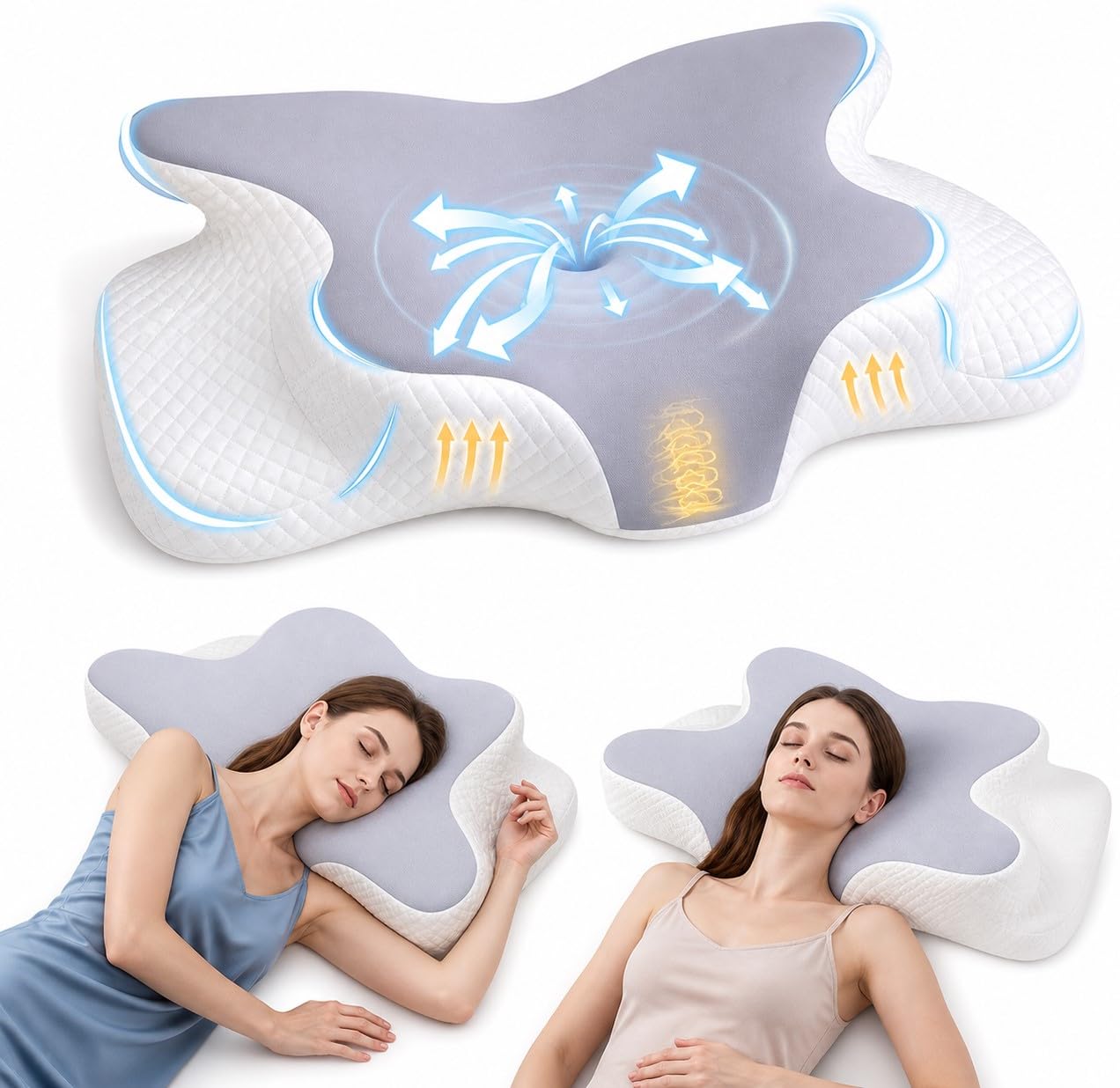 Suffering With Neck Pain? Cervical Memory Foam Cooling Pillow | Neck & Shoulder Pain Relief | Orthopedic Contour Pillow for Side & Back Sleepers | Cold Pillow That Stays Cool All Night